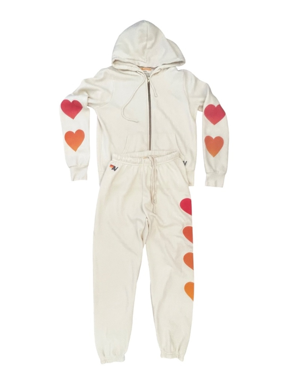 Aviator Nation Heart Fade Zip Hoodie Sweatpants Set